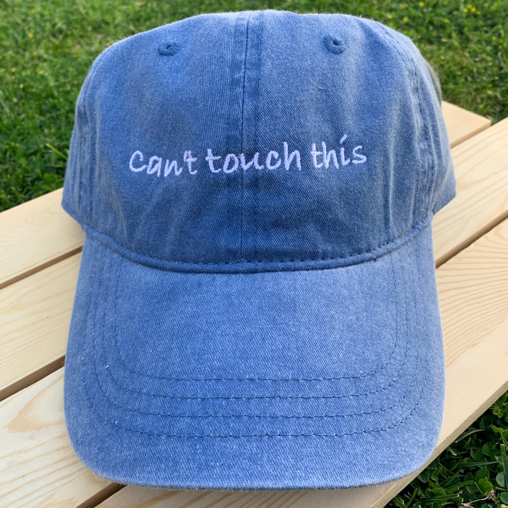 100% cotton washed blue ‘can’t touch this’ dad cap